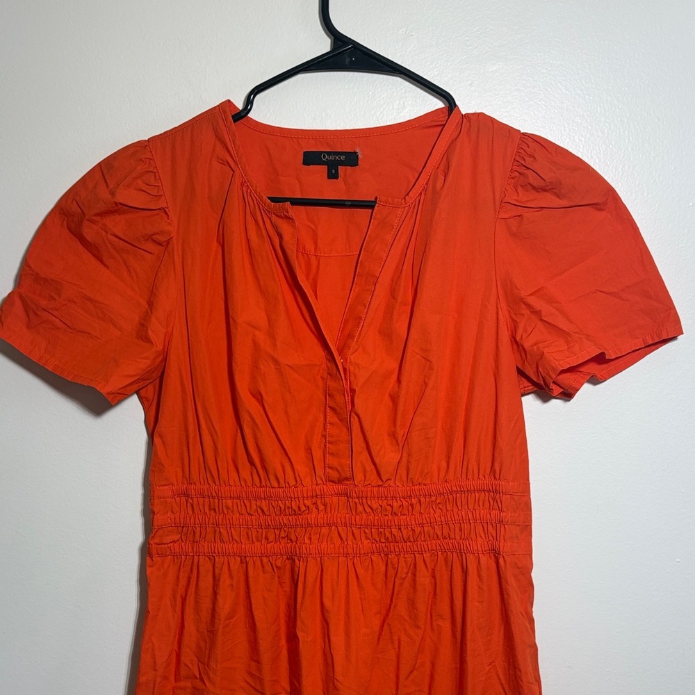 Quince 100% Organic Cotton Poplin Tiered Maxi Dress Orange Size S - Picture 10 of 13